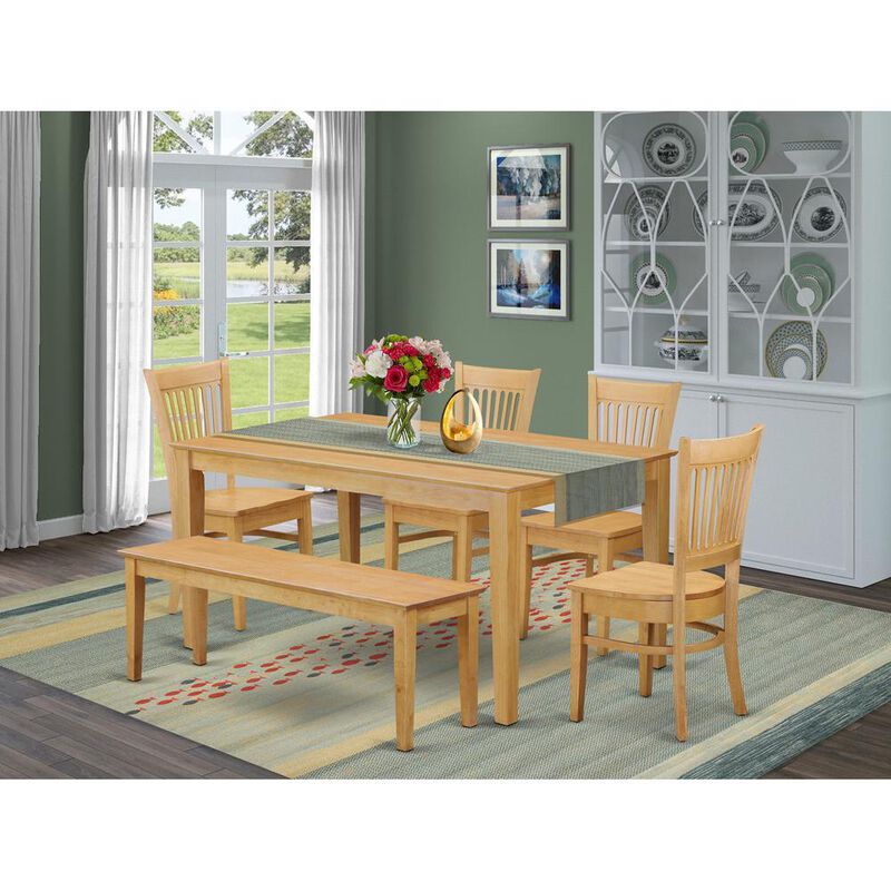 6-Pc Table set - Dining Table and 4 dinette Chairs combined with Wooden bench