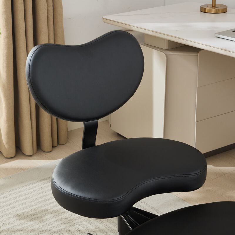 Cross Legged Chair with Wheels, Criss Cross Desk Chair with Lumbar Support and Adjustable Stool image number 4