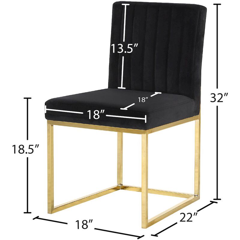 Meridian Furniture Giselle Black Velvet Dining Chair, Set of 2