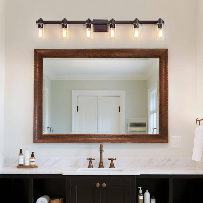 50" 6-Light Dimmable Indoor Wall Sconce with Clear Glass Shades image number 5