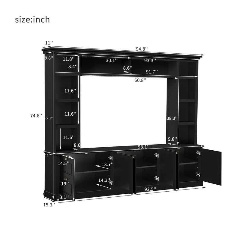 Merax Multifunctional TV Stand for 70" TVs with 3 Adjustable Shelves &ndash; Wine Rack image number 3