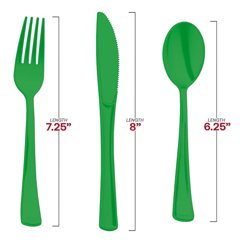 Green Plastic Party Cutlery Set (144 Sets) image number 2