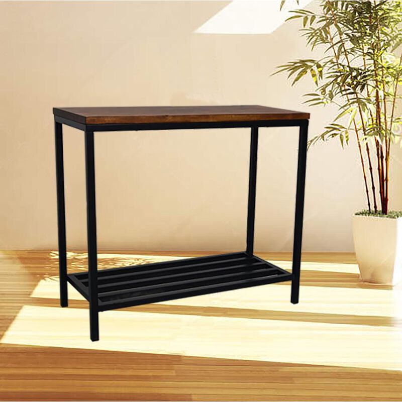 Carolina Living Ryan Console Table - Chestnut/Black