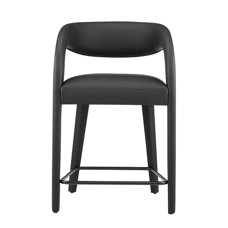Modway EEI-6564-BLK-BLK Pinnacle Vegan Leather Counter Stool Set of Two, Black Black image number 5