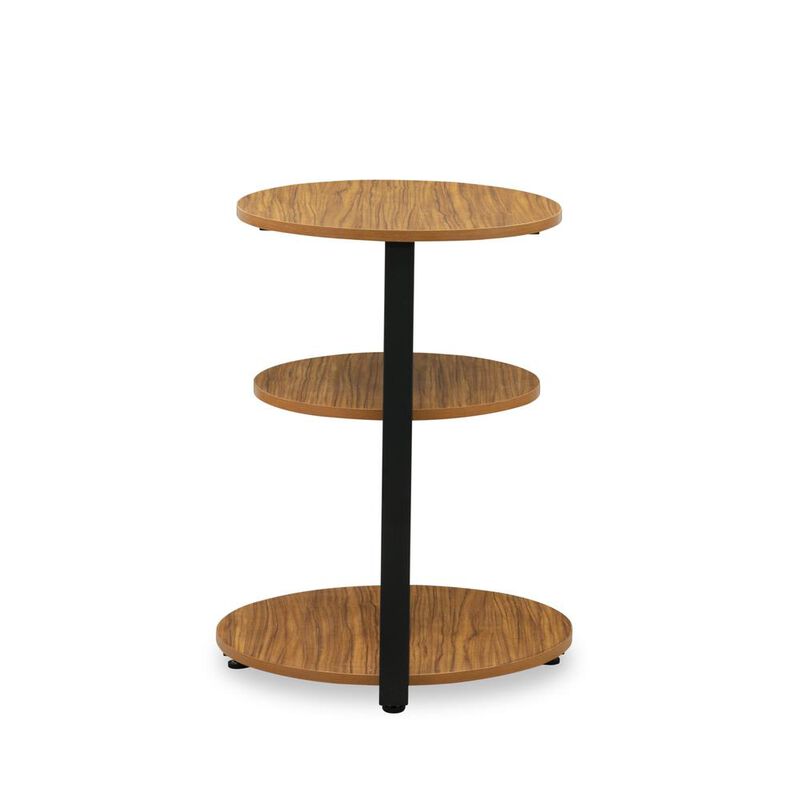 Driscoll 3 Tier Night Stand for Bedrooms - Bedside Table in Powder Coating Black Color and Brown Wood Laminate