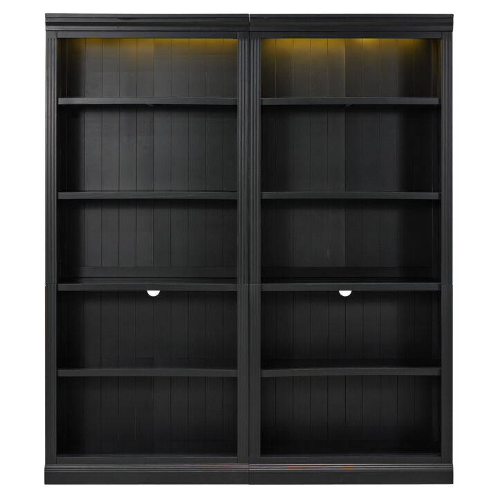 Merax 10-Tier Solid Wood & Thickened MDF Bookcase Suite