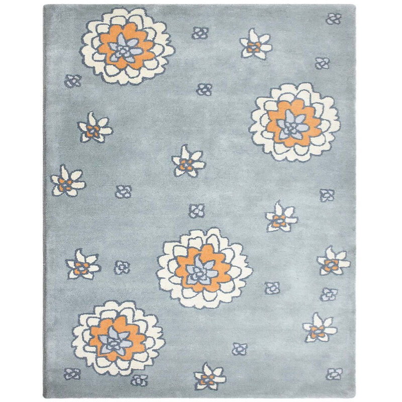 RUGSOTIC CARPETS HAND TUFTED WOOL ECO-FRIENDLY AREA RUGS  - 5'x7'6'', Rectangle Shape, Gray, Floral Modern Design, High Pile Thick Handmade Anti Skid Area Rugs for Living Room, Bed Room (K03107)
