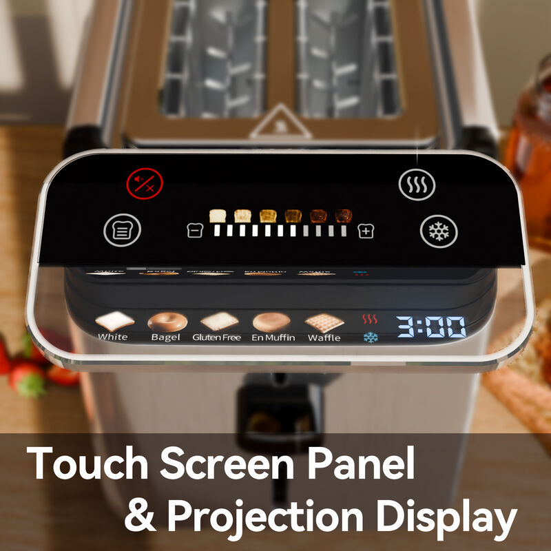 WHALLULTRA 4 Slice Long Slot Toaster, Touch Screen with Projection Display,1.5" Wide Slots, 5 Bread Types & 11 Shade Settings image number 1