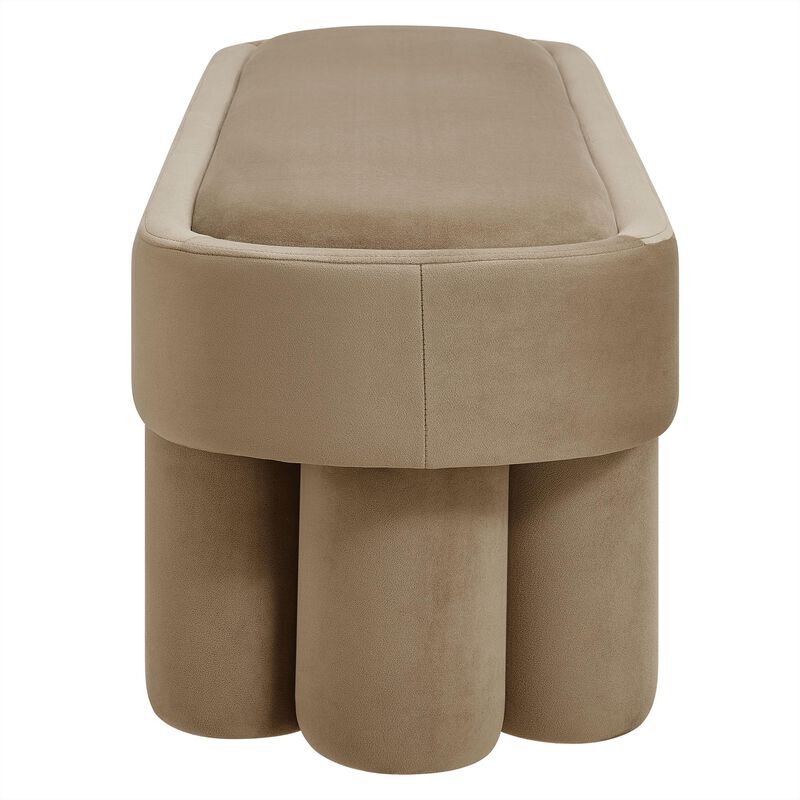 Mossi 52" Modern Oval Performance Velvet Bench in Alabster image number 5