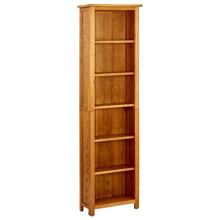 Bookcase Natural Oak Solid Oak Wood Six-Tier Bookcase