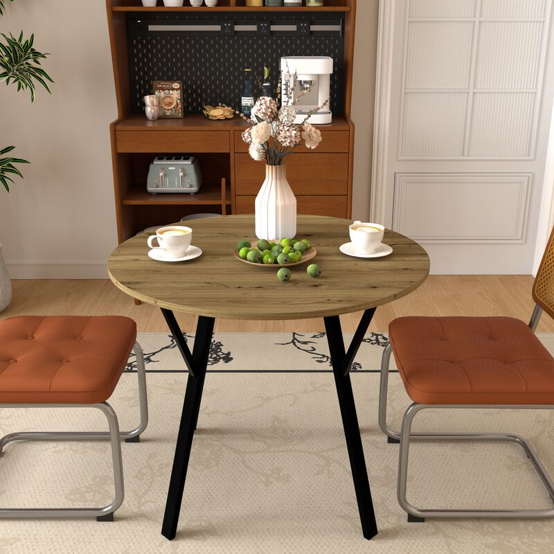Tufwon 35.43" Round Industrial Dining Table image number 8