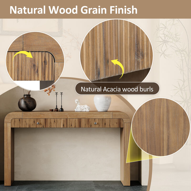 Merax Rustic Console Table with Fluted Drawer Front