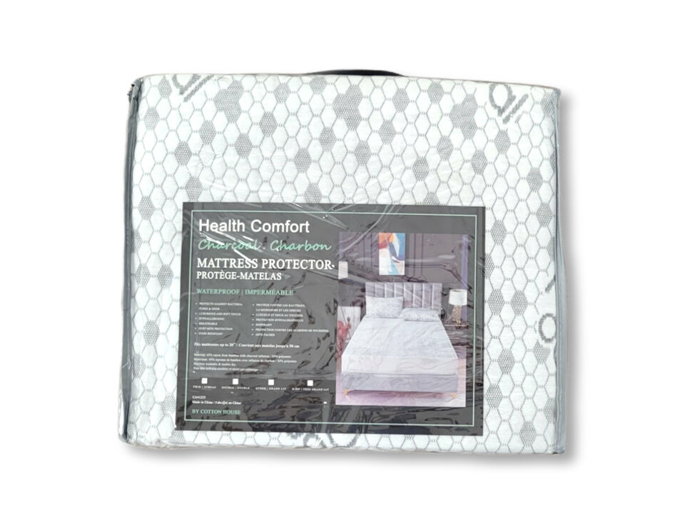 Cotton House - Charcoal Infused Mattress Protector, Waterproof, White