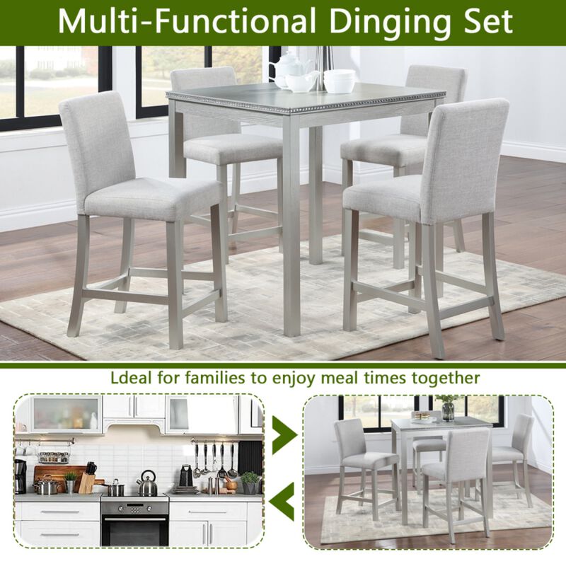 Zograk 5‑Piece Counter Height Dining Table Set image number 2