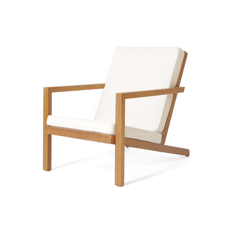 Merax 3 PCS Wood Frame Patio Chairs Table Conversation Set image number 4