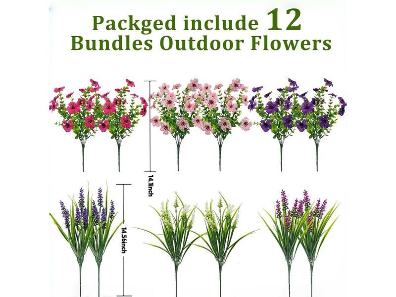 12 Bundle Artificial Greenery Plants Outdoor Garden Porch Decor image number 2