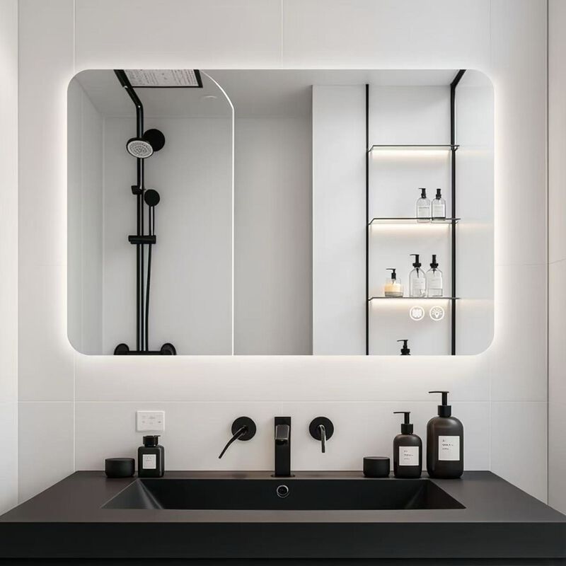 Rectangular Backlit Bathroom Mirror with Anti-Fog Technology and Adjustable Lighting image number 3