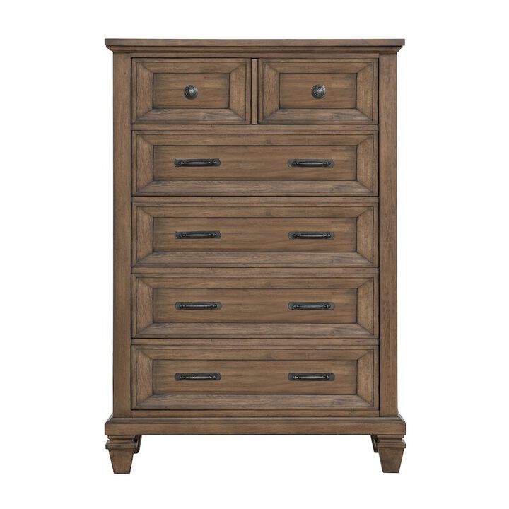New Classic Furniture Mariana Wood 5-Drawer Chest, Vintage Mocha