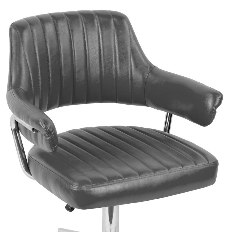 Glamour Home Avery Gray Faux Leather Adjustable Height Swivel Office Chair with Arms