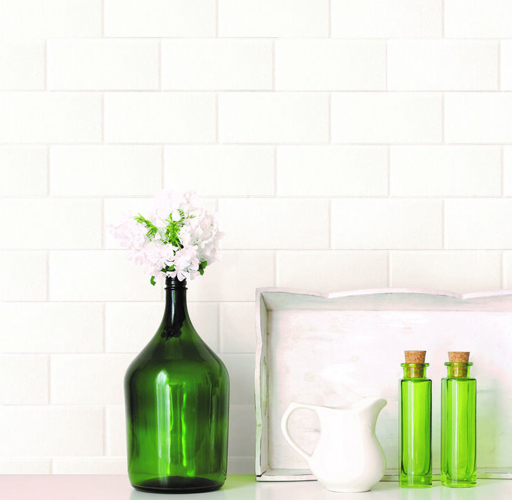 Bettina White Paintable Subway Tile Wallpaper (Set of 2)