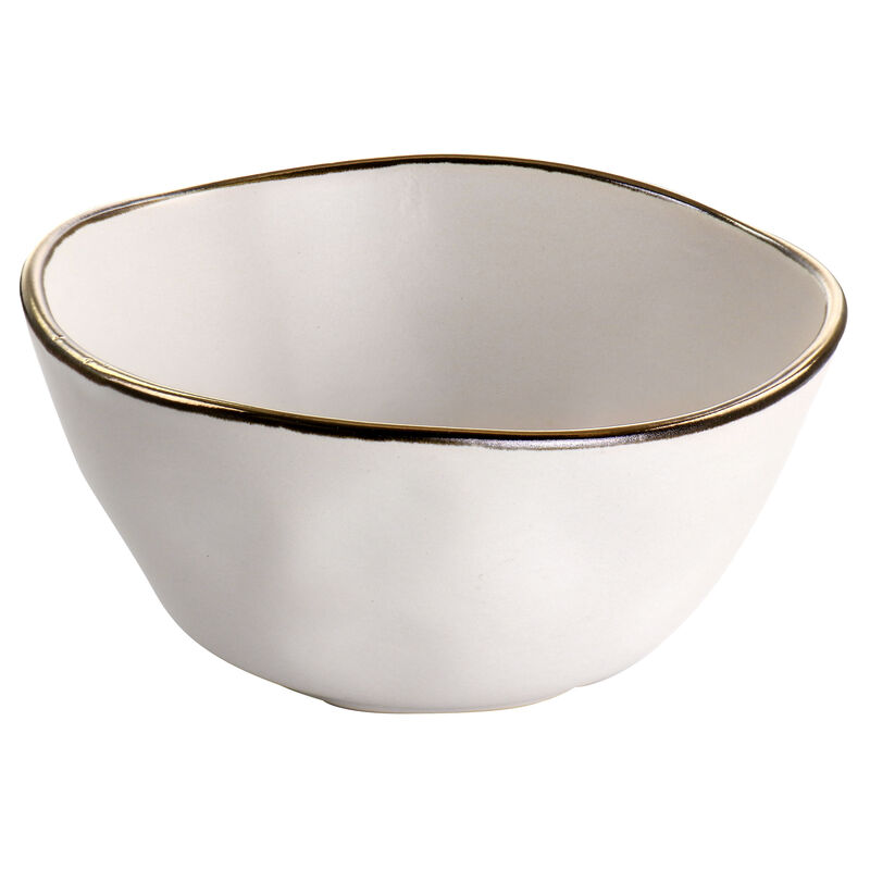 Elama Roman 16 Piece Stoneware Dinnerware Set in Assorted Matte with Gold Rim