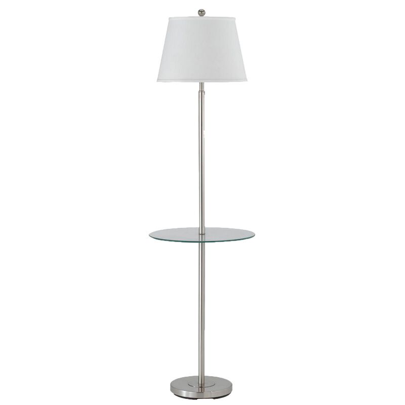 Metal Round 3 Way Floor Lamp with Spider Type Shade, Silver and Brown - Benzara