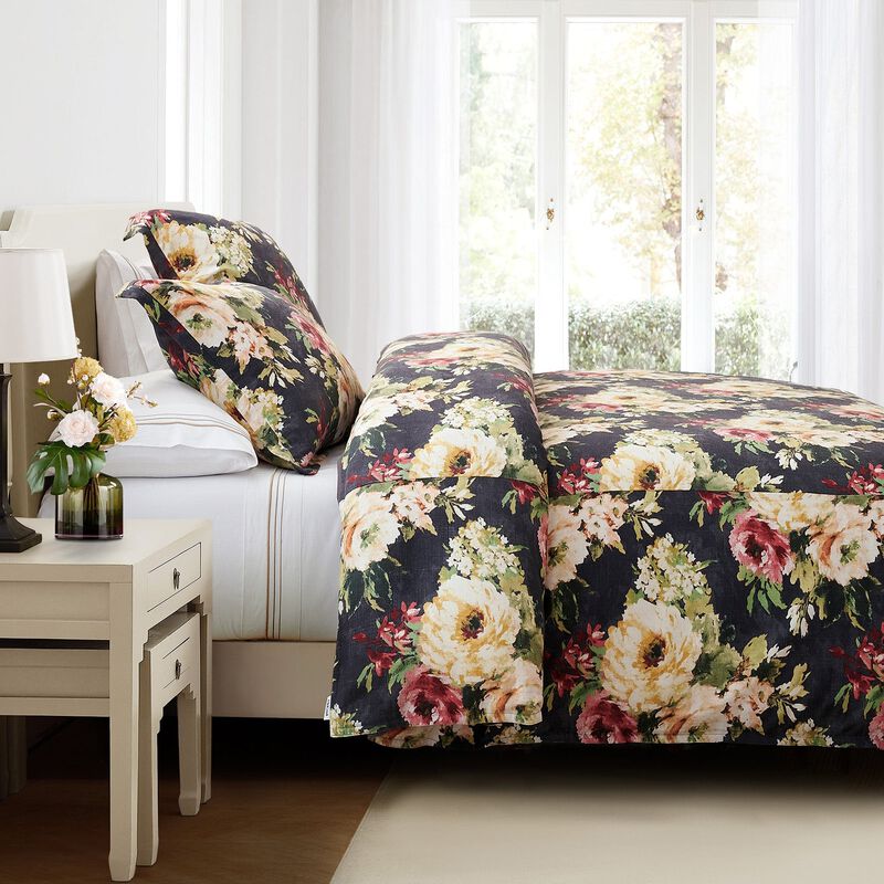Peony Charcoal King Duvet Cover Set image number 1