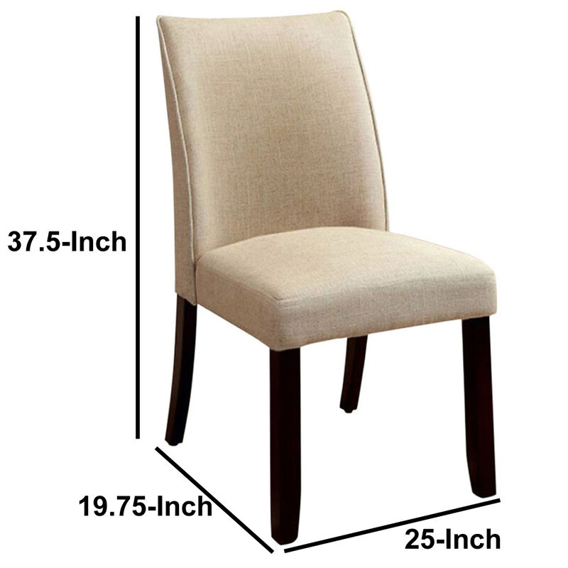 Cimma Contemporary Side Chair Withivory Flax Fabric - Set Of 2-Benzara