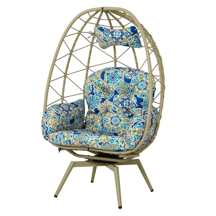 Hivvago Wicker Patio Egg Chair with Thick Cushions