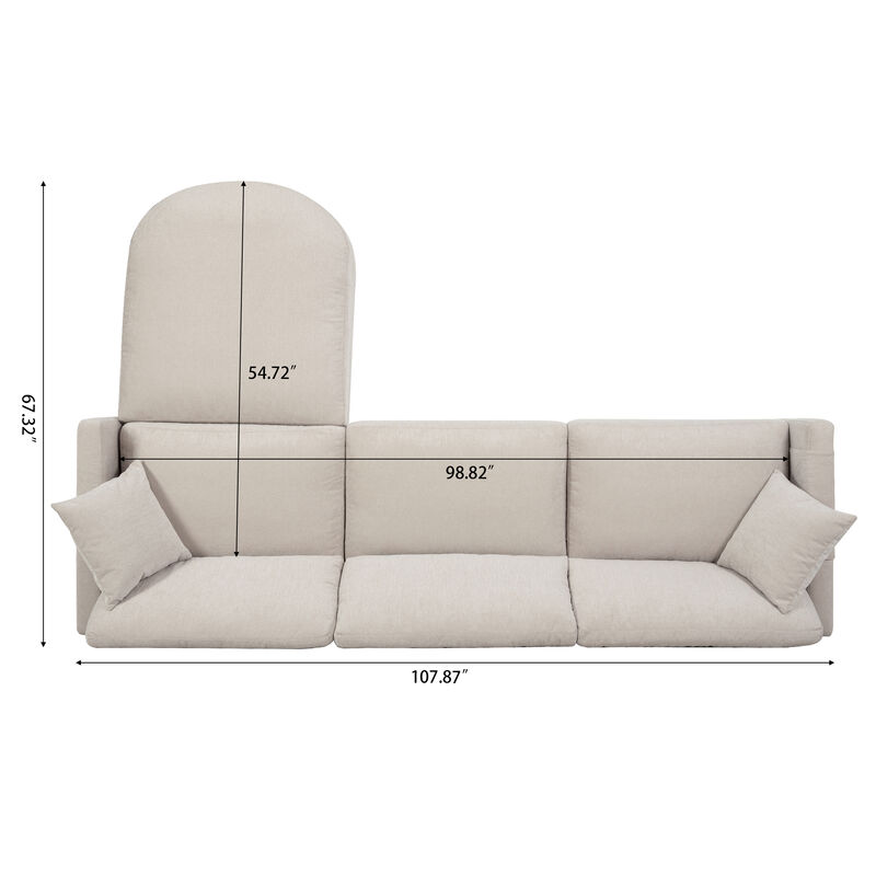 107.8" Sectional Sofa Couch 1 Ottoman image number 6