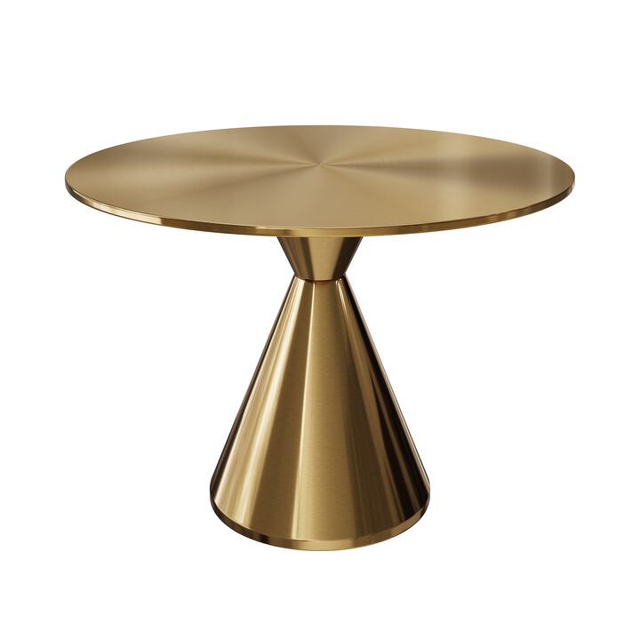 Gold 39 in. Pedestal Dining Table Wood (Seat-4)