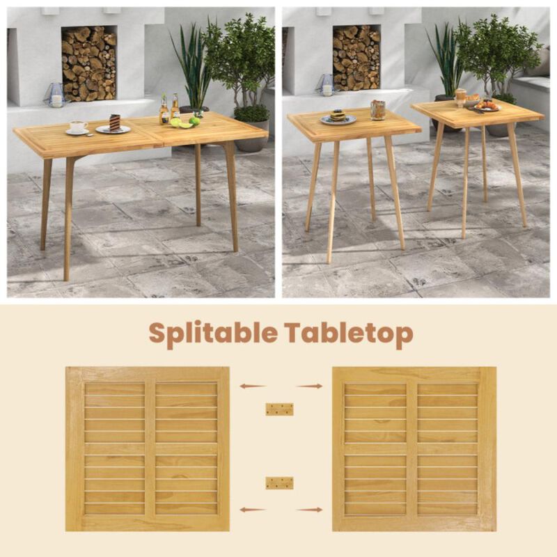 Hivvago Indoor Outdoor Teak Wood Slatted Tabletop Panel Board Split in 2 Square