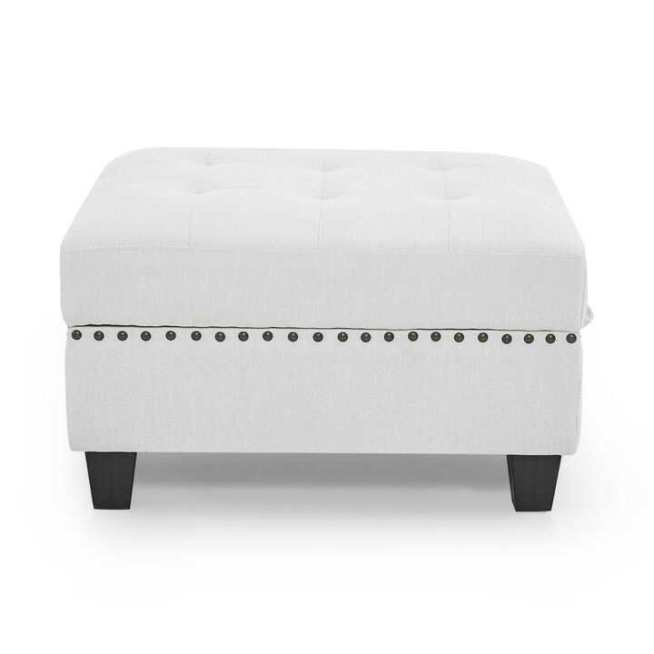 Ottoman for Modular Sectional, Ivory (25.5"x 31.5" x19")