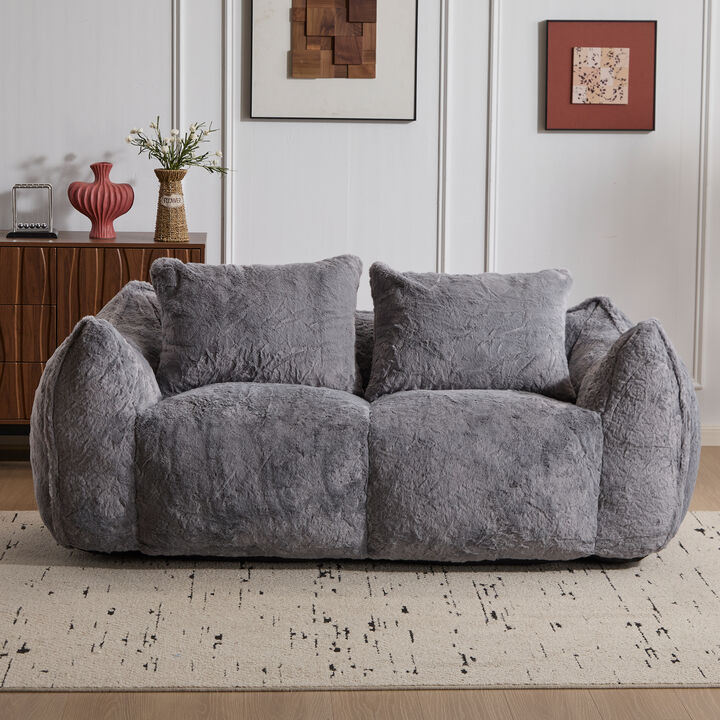 Whisen Giant Bean Bag Couch Ultra Soft Fluffy Loveseat Oversized Chase Lounge Chair with Pillows