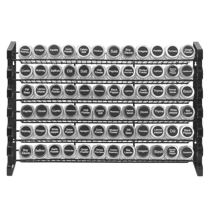 Spice Rack Organizer with 72 Jars Labels Lids and Funnel Complete Set