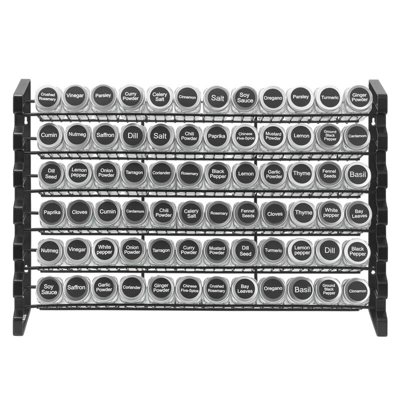 Spice Rack Organizer with 72 Jars Labels Lids and Funnel Complete Set image number 0