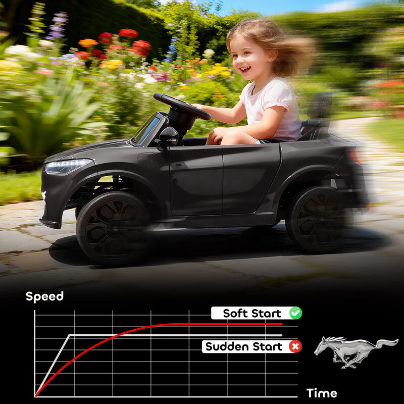 BreeBe 12V Kids Ride On Car, Licensed Ford Mustang Mach-E Electric Car with Remote Control, LED Light, Music image number 5