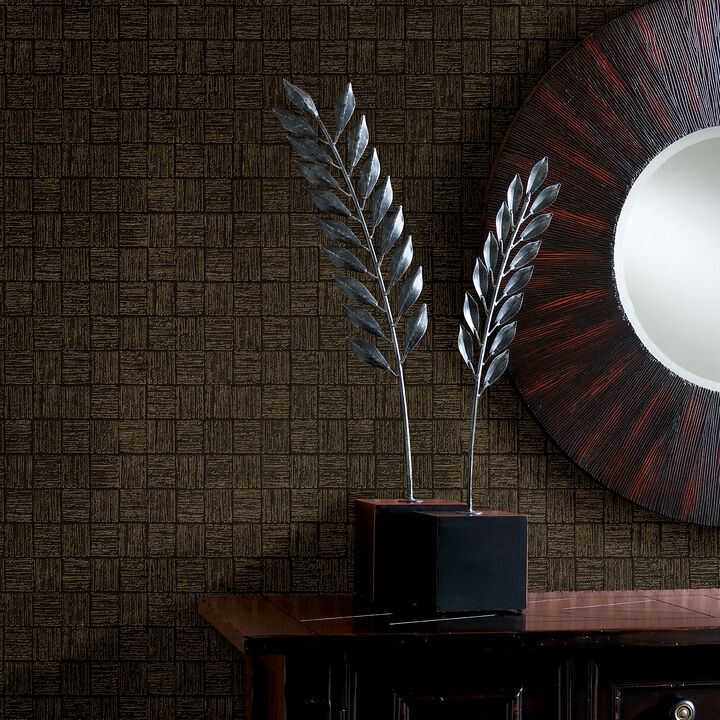 Glint Black Distressed Geometric Wallpaper