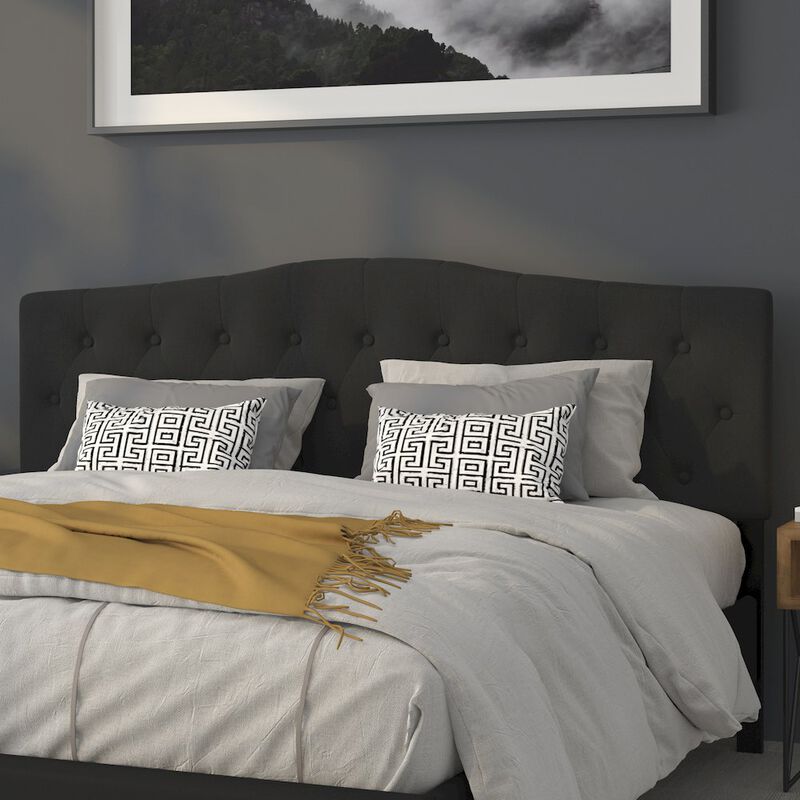 Flash Furniture Tufted Upholstered King Size Headboard in Black Fabric image number 4