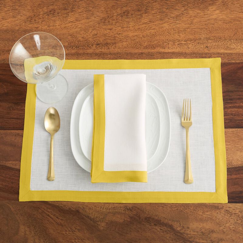 Solino Home 100% Pure Linen Placemats 14 x 19 Inch Set of 4 - Classic