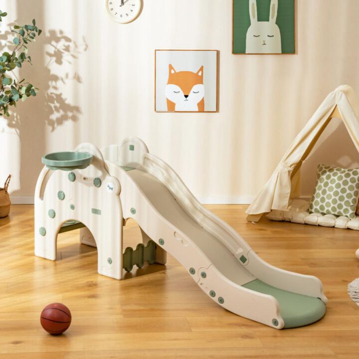 Hivvago 4-in-1 Toddler Slide Kids Play Slide with Cute Elephant Shape