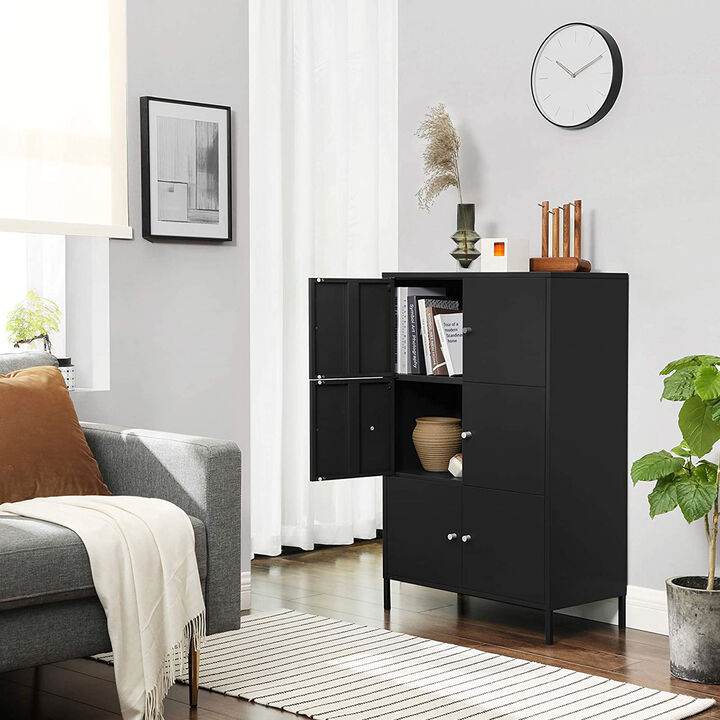 Hivvago Black Steel Free Standing Storage Cabinet