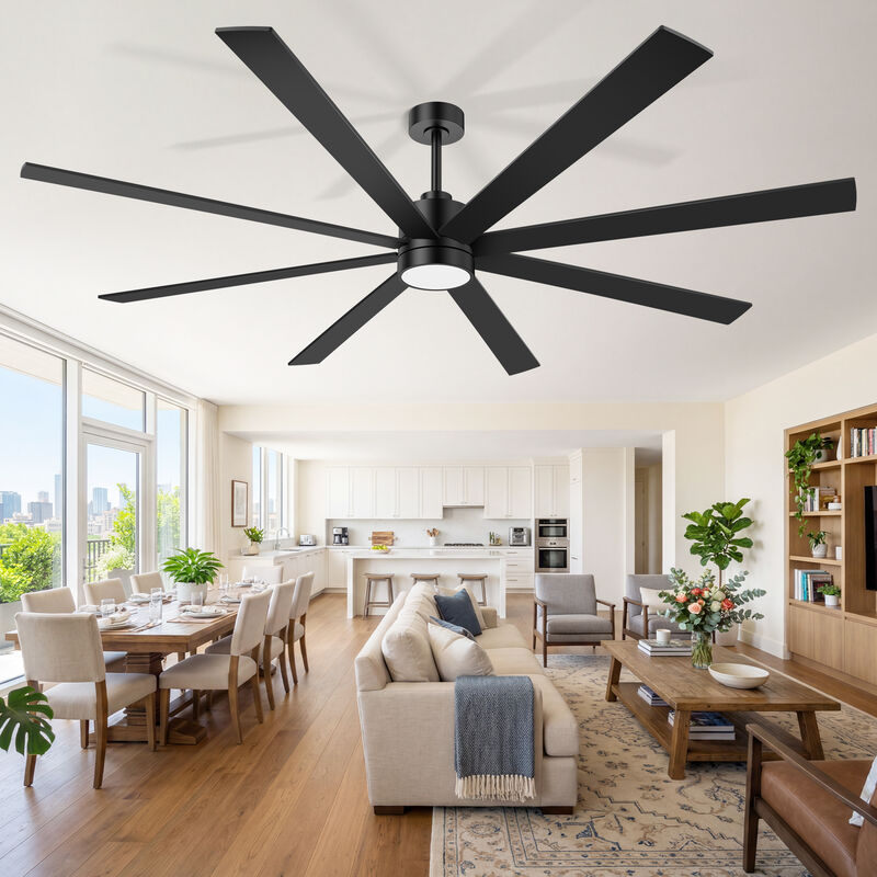 Breezary 72" Ceiling Fan with Light, 8 Blade, 6 Speed Remote Control, 3 Color Temps image number 1
