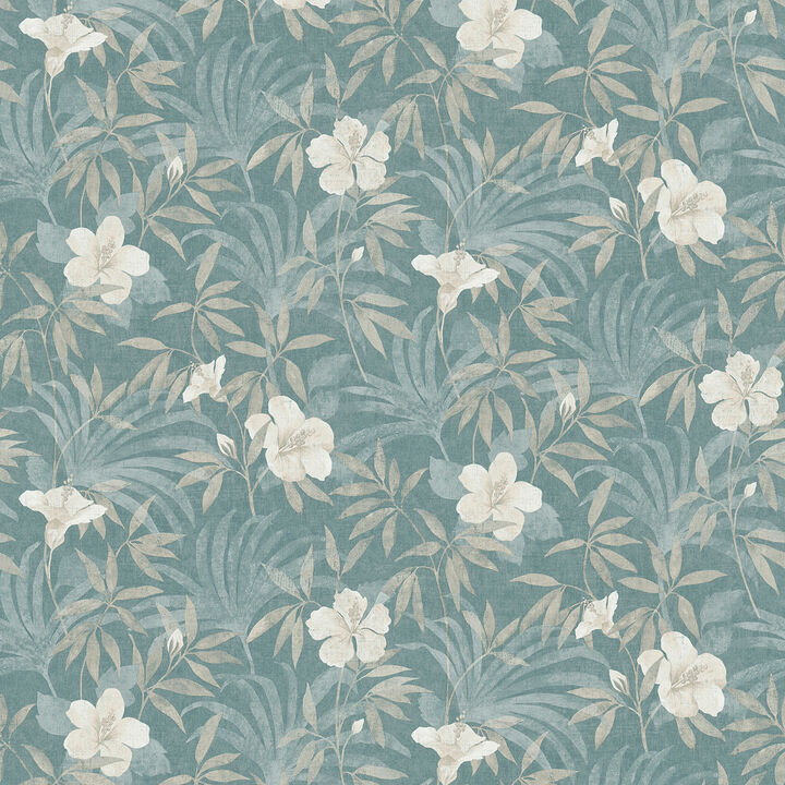 Malecon Aqua Floral Wallpaper