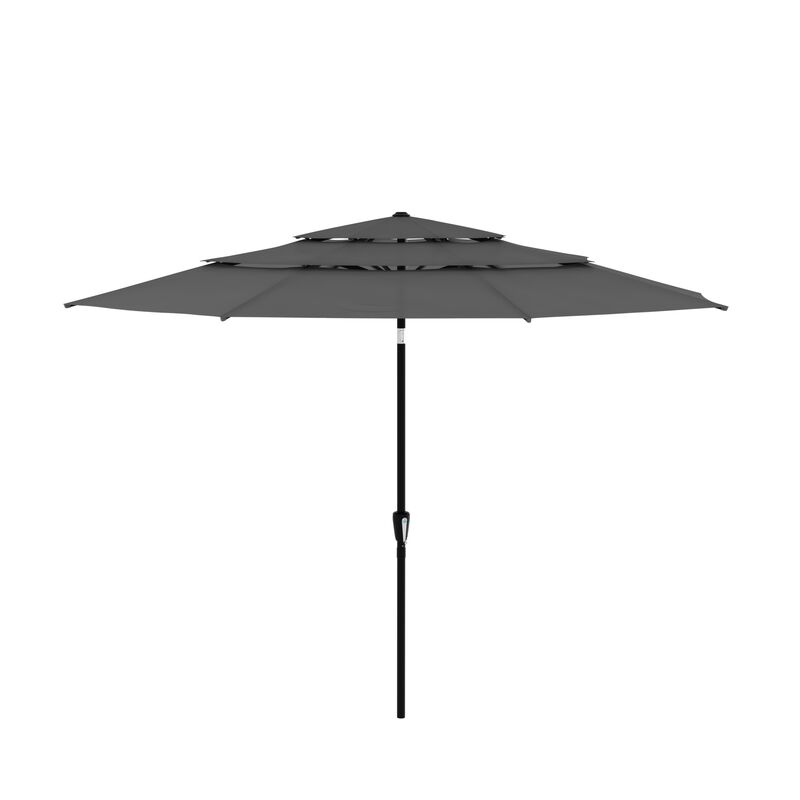 FUFU&GAGA 11FT 3-Tier Patio Umbrella &ndash; Navy Blue, Crank and Tilt, UV-Resistant Polyester, Heavy-Duty Steel Frame, Outdoor Sunshade (No Base, No Lights)