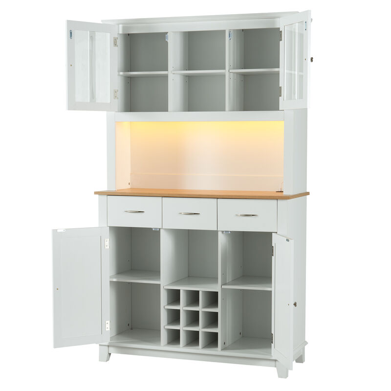 Merax Buffet Storage Table with LED Lights Coffee Bar Cabinet