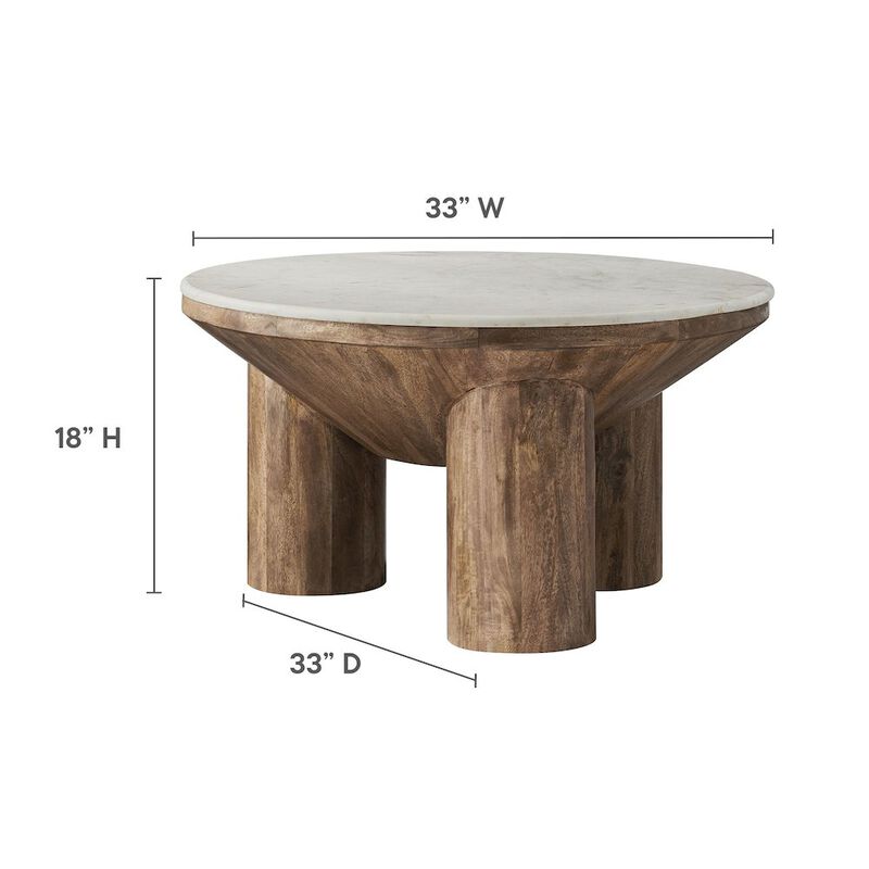 Ellison 33" Round Wood Coffee Table With Marble Top image number 2