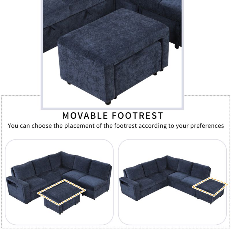 Gabdor L‑Shaped Pull‑Out Sectional Sofa Bed image number 3