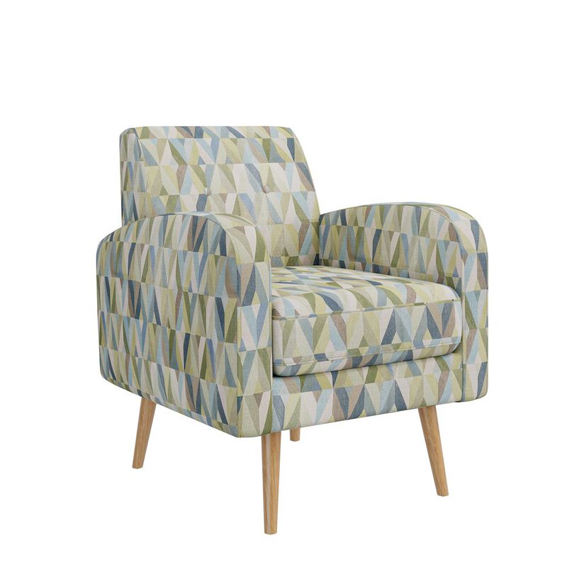 HL Home Furnishings Mid-Century Modern Armchair in Pastel Green and Blue Prism