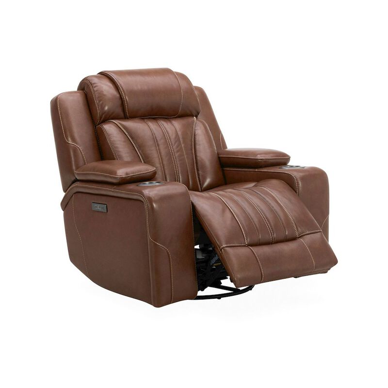 Liberty Furniture Recliner Armchair with Power Recline, Charging Port - Nature Chestnut Leather image number 4